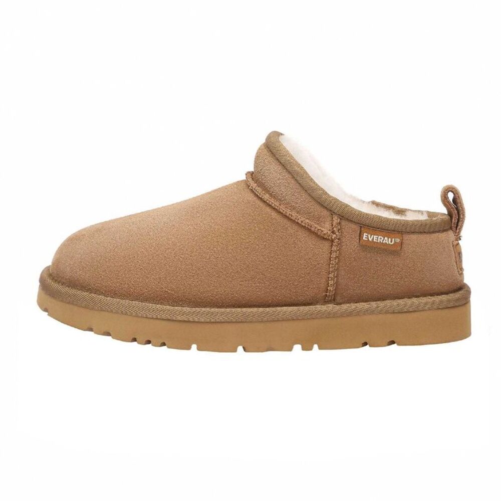 EverAu Womens/Ladies Quail Leather Slippers / Chestnut